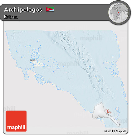 Silver Style 3D Map of Archipelagos, single color outside