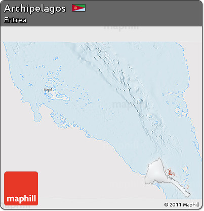 Silver Style 3D Map of Archipelagos, single color outside