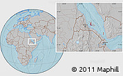 Gray Location Map of Archipelagos, within the entire country, hill shading