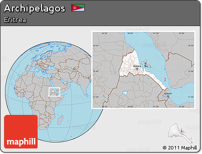 Gray Location Map of Archipelagos, highlighted country, within the entire country