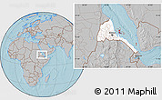 Gray Location Map of Archipelagos, highlighted country, within the entire country, hill shading