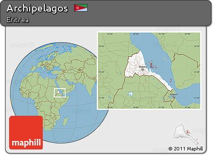 Savanna Style Location Map of Archipelagos, highlighted country, within the entire country