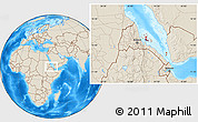 Shaded Relief Location Map of Archipelagos, within the entire country