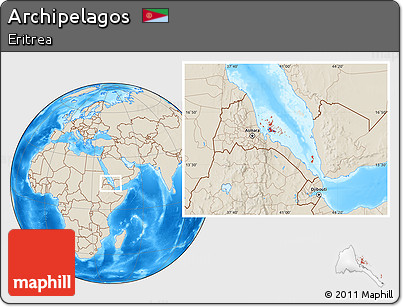 Shaded Relief Location Map of Archipelagos