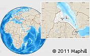Shaded Relief Location Map of Archipelagos, highlighted country, within the entire country