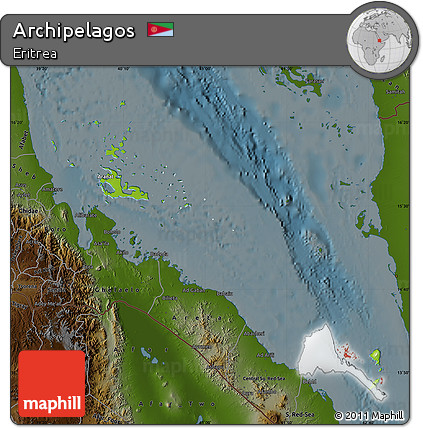 Physical Map of Archipelagos, darken