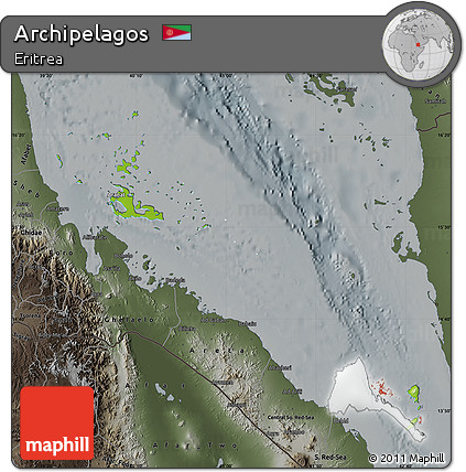 Physical Map of Archipelagos, darken, semi-desaturated