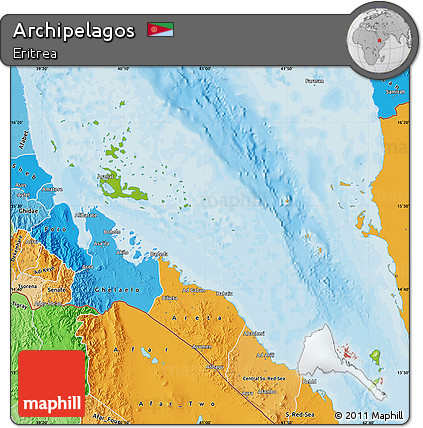 Physical Map of Archipelagos, political shades outside