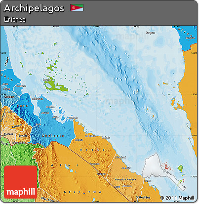 Physical Map of Archipelagos, political shades outside