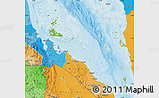 Physical Map of Archipelagos, political shades outside