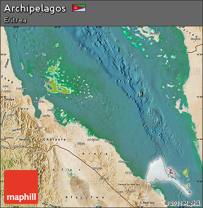 Physical Map of Archipelagos, satellite outside