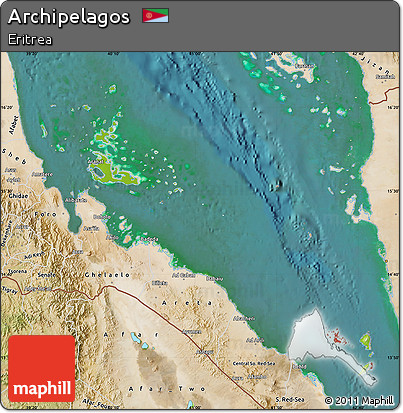 Physical Map of Archipelagos, satellite outside