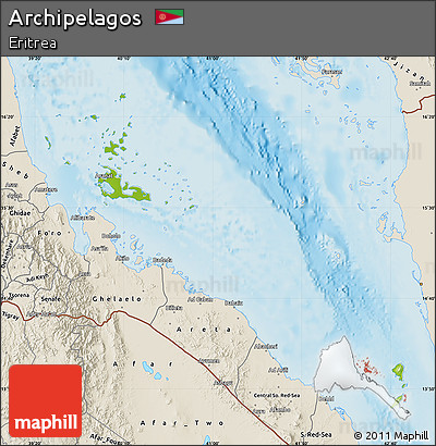Physical Map of Archipelagos, shaded relief outside