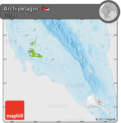Physical Map of Archipelagos, single color outside
