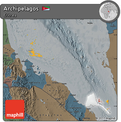 Political Map of Archipelagos, darken, semi-desaturated