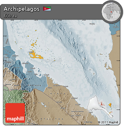 Political Shades Map of Archipelagos, semi-desaturated