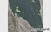Satellite Map of Archipelagos, darken, semi-desaturated