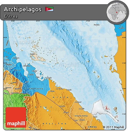 Satellite Map of Archipelagos, political shades outside