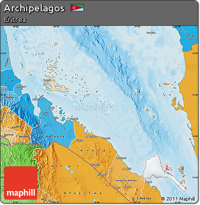 Satellite Map of Archipelagos, political shades outside
