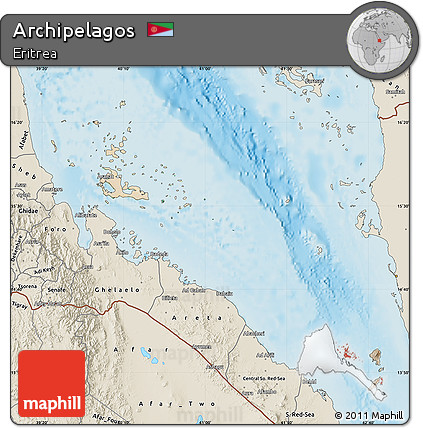 Satellite Map of Archipelagos, shaded relief outside