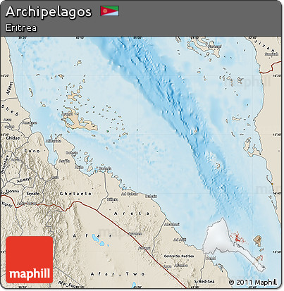 Satellite Map of Archipelagos, shaded relief outside