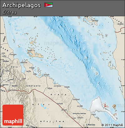 Satellite Map of Archipelagos, shaded relief outside