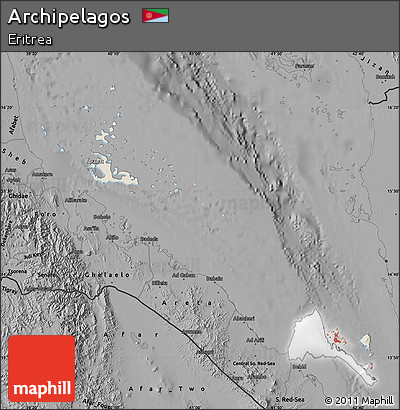 Shaded Relief Map of Archipelagos, darken, desaturated
