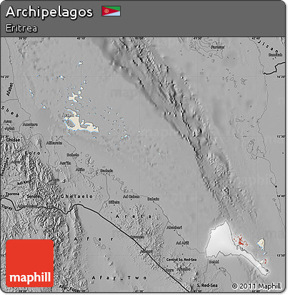 Shaded Relief Map of Archipelagos, darken, desaturated
