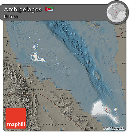 Shaded Relief Map of Archipelagos, darken