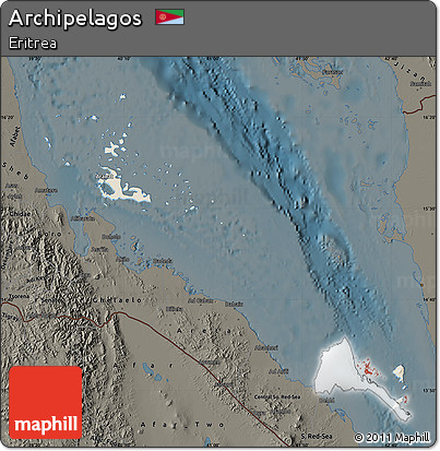Shaded Relief Map of Archipelagos, darken