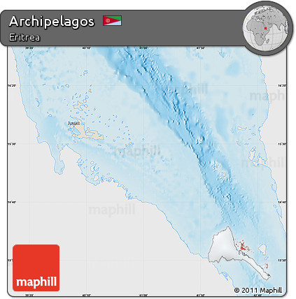 Shaded Relief Map of Archipelagos, single color outside