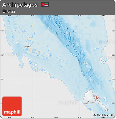 Shaded Relief Map of Archipelagos, single color outside