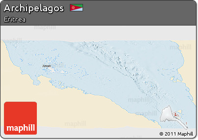 Classic Style Panoramic Map of Archipelagos, single color outside