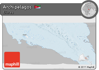 Gray Panoramic Map of Archipelagos, single color outside
