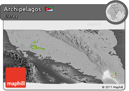 Physical Panoramic Map of Archipelagos, darken, desaturated
