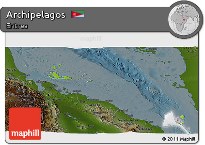 Physical Panoramic Map of Archipelagos, darken