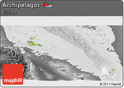 Physical Panoramic Map of Archipelagos, desaturated