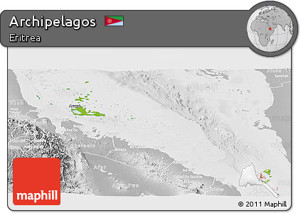 Physical Panoramic Map of Archipelagos, lighten, desaturated