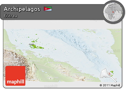 Physical Panoramic Map of Archipelagos, lighten