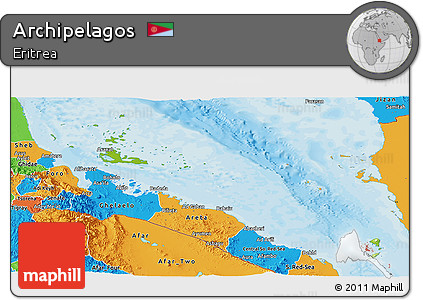 Physical Panoramic Map of Archipelagos, political outside