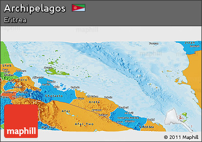Physical Panoramic Map of Archipelagos, political outside
