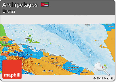 Physical Panoramic Map of Archipelagos, political outside