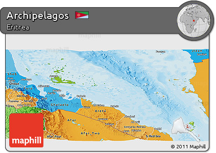 Physical Panoramic Map of Archipelagos, political shades outside