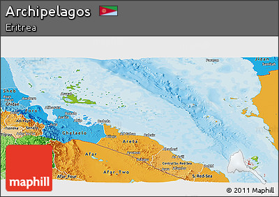 Physical Panoramic Map of Archipelagos, political shades outside
