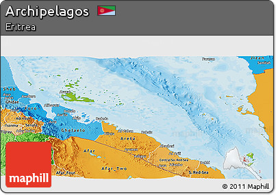 Physical Panoramic Map of Archipelagos, political shades outside