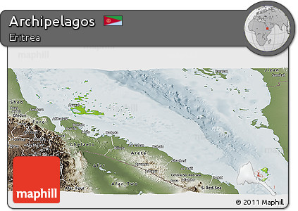 Physical Panoramic Map of Archipelagos, semi-desaturated