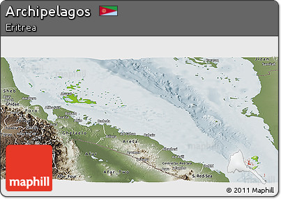 Physical Panoramic Map of Archipelagos, semi-desaturated