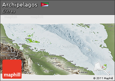 Physical Panoramic Map of Archipelagos, semi-desaturated