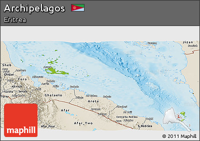 Physical Panoramic Map of Archipelagos, shaded relief outside