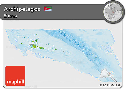 Physical Panoramic Map of Archipelagos, single color outside